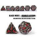 Hollow Polyhedron DND 7pcs Metal dice Skull Style